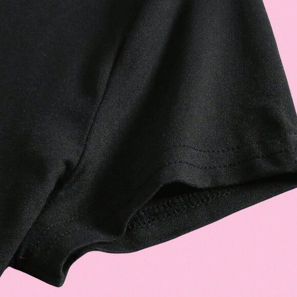 Black Casual Women's Y2k Lemon Drop Print Crop Top Short Sleeve T-Shirt - Picture 3 of 3